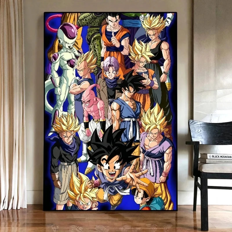 Tableau Dragon Ball - Goku Enfant GT, Freezer, Cell et Kid Buu