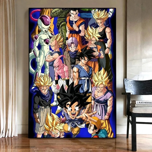 Dragon Ball Canvas Print - Kid Goku GT, Frieza, Cell and Kid Buu