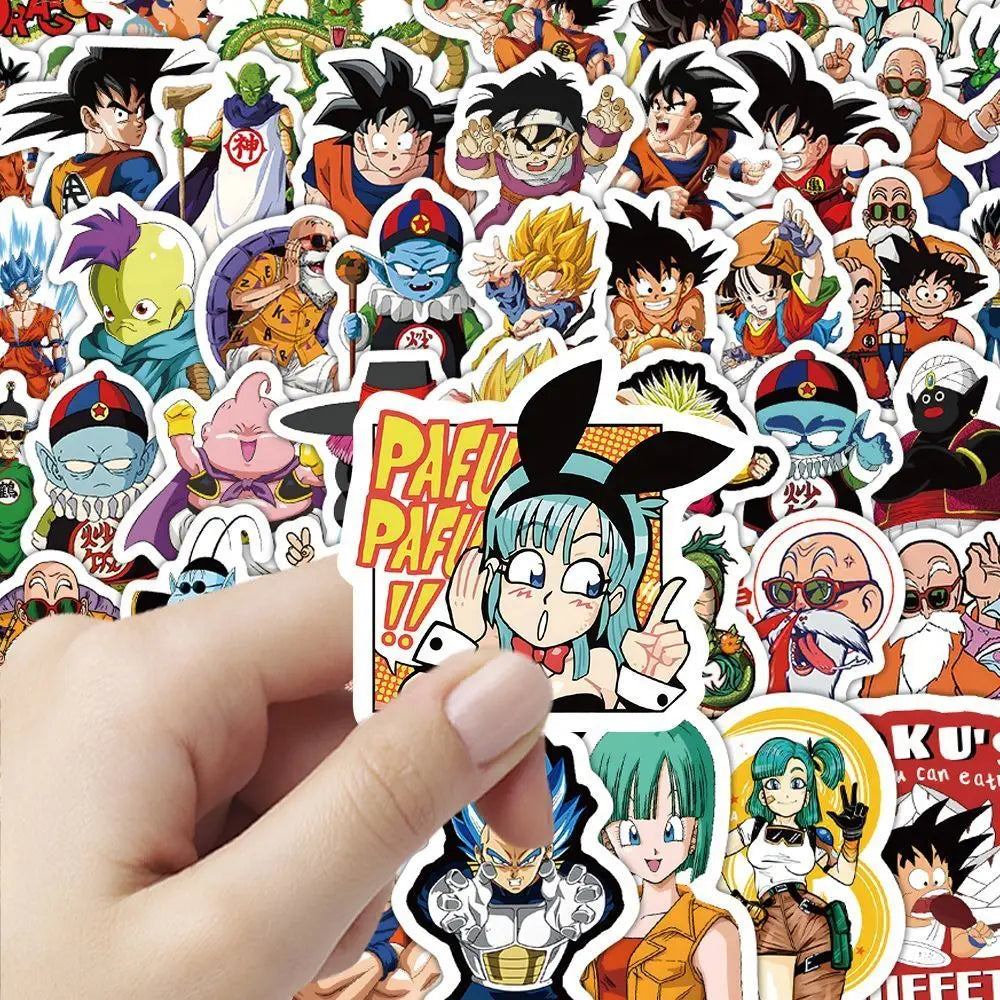 Pack of 100 Dragon Ball Stickers - Bulma, Kid Goku and Master Roshi
