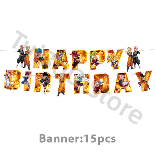 Dragon Ball Happy Birthday Banner - Goku, Broly, Golden Frieza and Goku Black