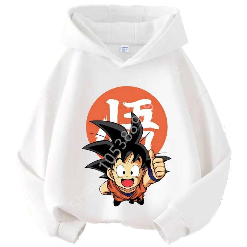 Sweat à Capuche Enfant Dragon Ball - Goku Enfant Pouce Levé - Blanc