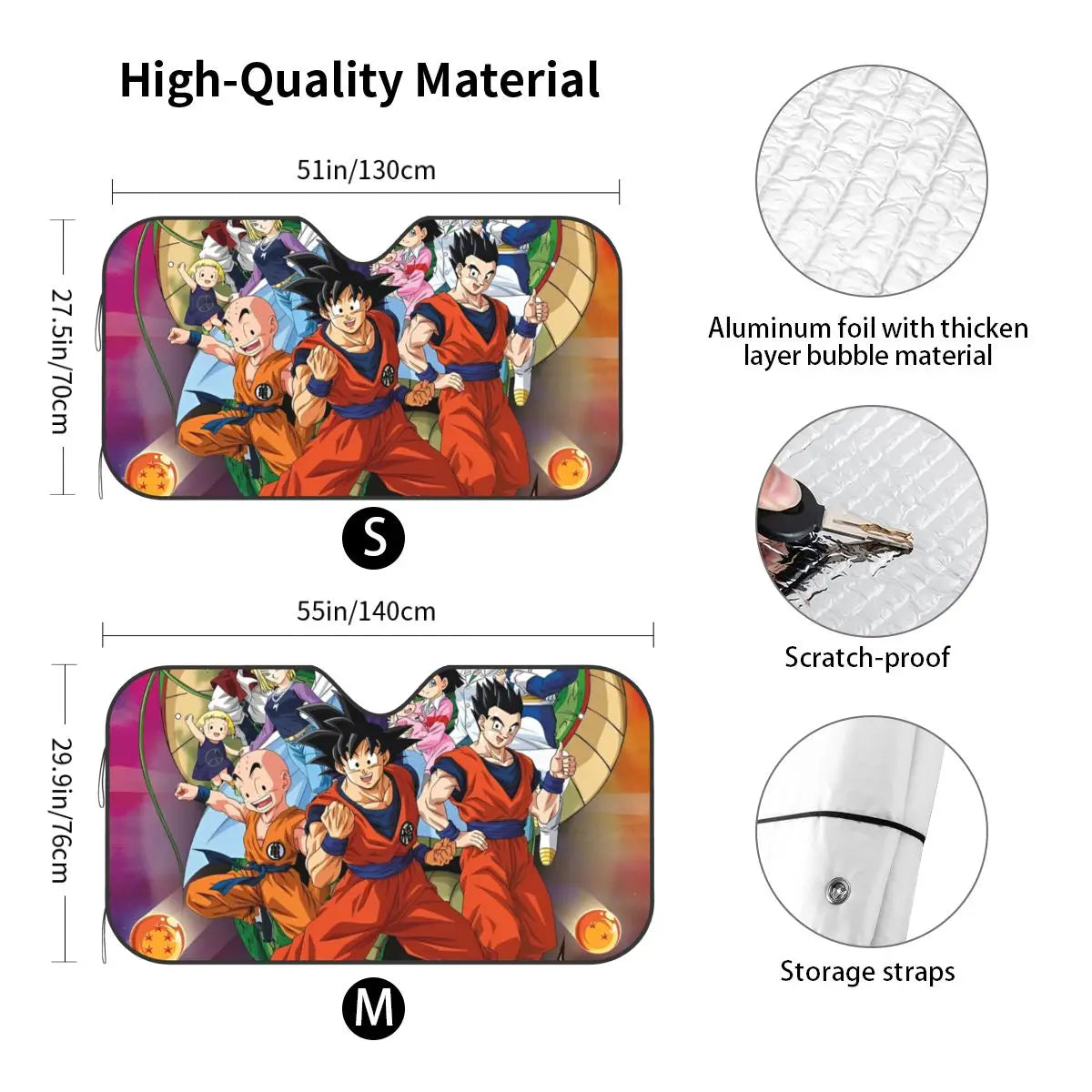 Pare-Soleil Dragon Ball - Goku, Gohan, Krillin, Videl et Shenron