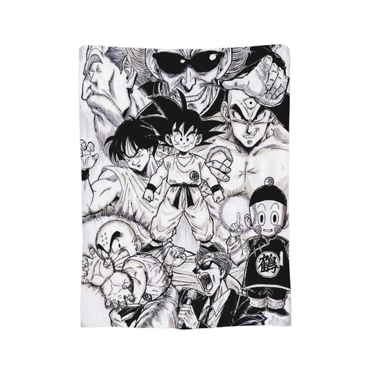 Dragon Ball Throw Blanket - Kid Goku, Krillin, Yamcha, Tien Shinhan and Chiaotzu