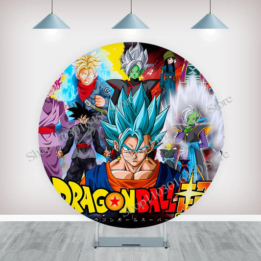 Dragon Ball Round Backdrop - Vegito Super Saiyan Blue, Goku Black, Trunks and Zamasu