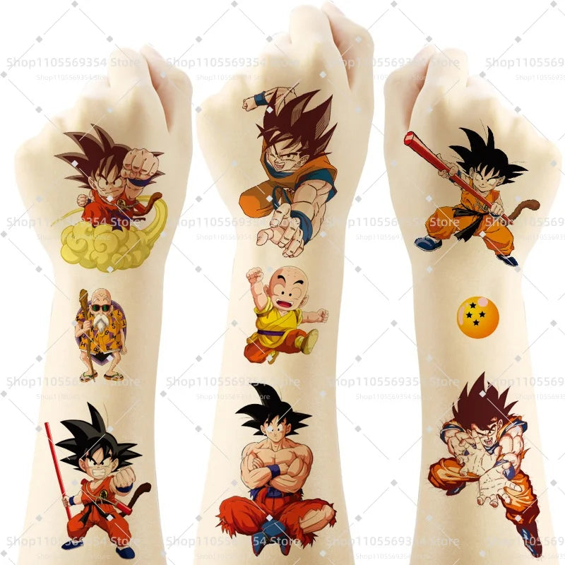 Lot de 4 Planches de Tatouages Temporaires Dragon Ball