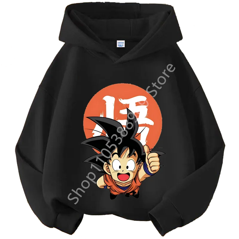 Sweat à Capuche Enfant Dragon Ball - Goku Enfant Pouce Levé - Noir