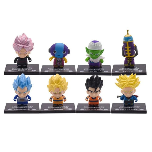 Set of 8 Dragon Ball Mini Figures - Goku Black, Zeno and Chibi Characters