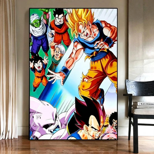 Dragon Ball Canvas Print - Goku Super Saiyan Facing Kid Buu