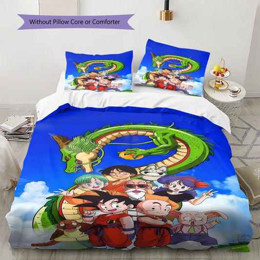 Dragon Ball Duvet Cover - Shenron and Kid Goku's Gang
