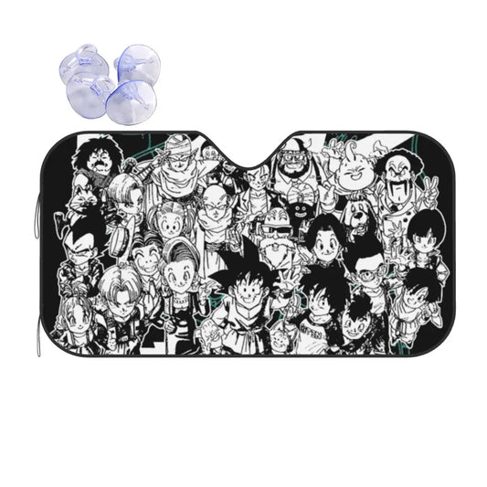 Dragon Ball Car Sunshade - Black and White Manga Characters