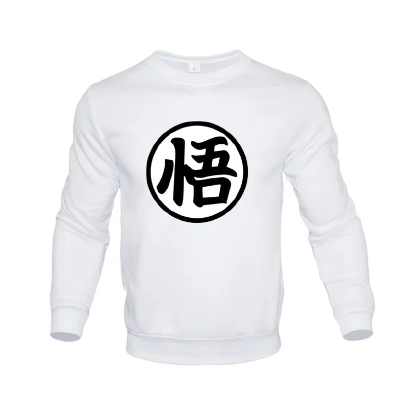 Sweat Dragon Ball - Emblème Go de Goku Col Rond - Blanc