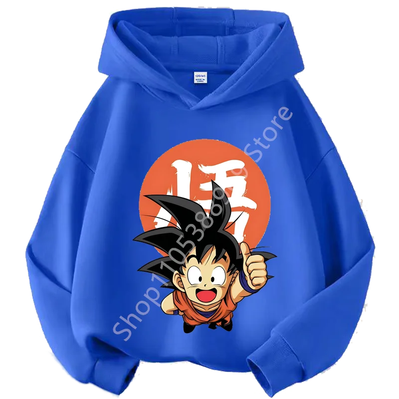 Sweat à Capuche Enfant Dragon Ball - Goku Enfant Pouce Levé - Bleu