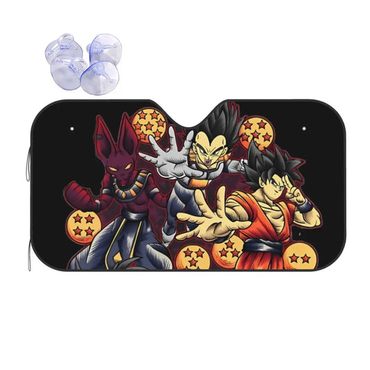 Dragon Ball Car Sunshade - Beerus, Vegeta and Goku