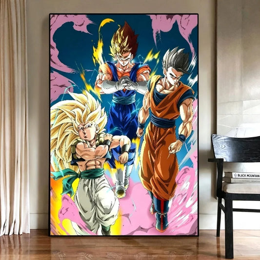 Dragon Ball Canvas Print - Gotenks Super Saiyan 3, Vegito and Gohan