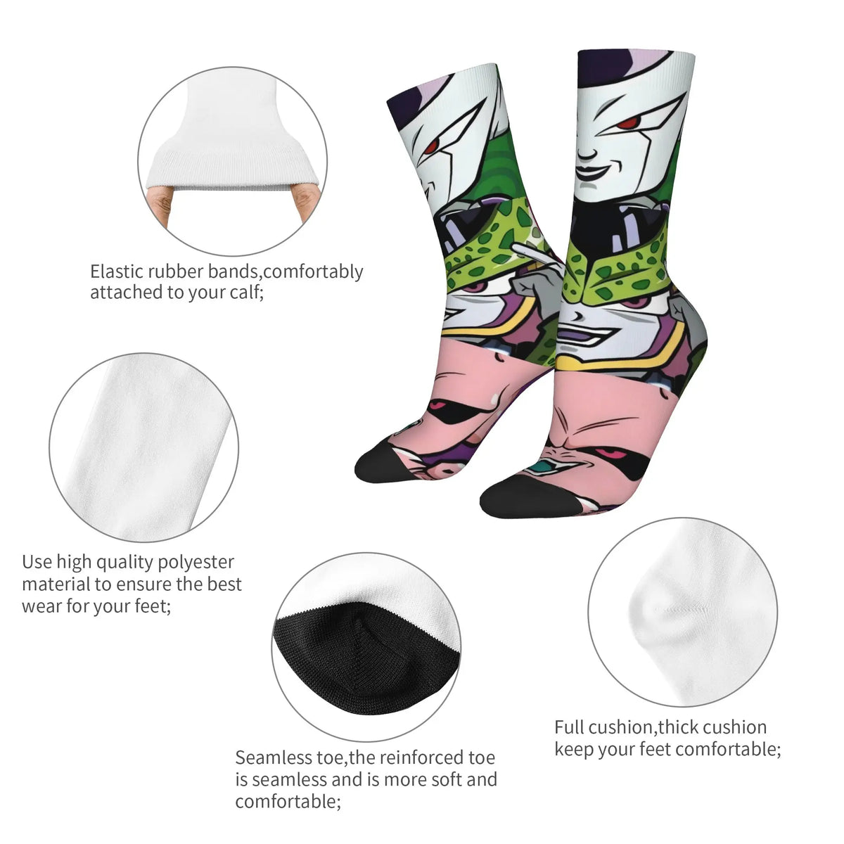 Chaussettes Dragon Ball - Freezer, Cell et Majin Buu