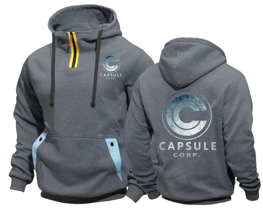 Dragon Ball Hoodie - Capsule Corp. Zip Neck - Dark Gray