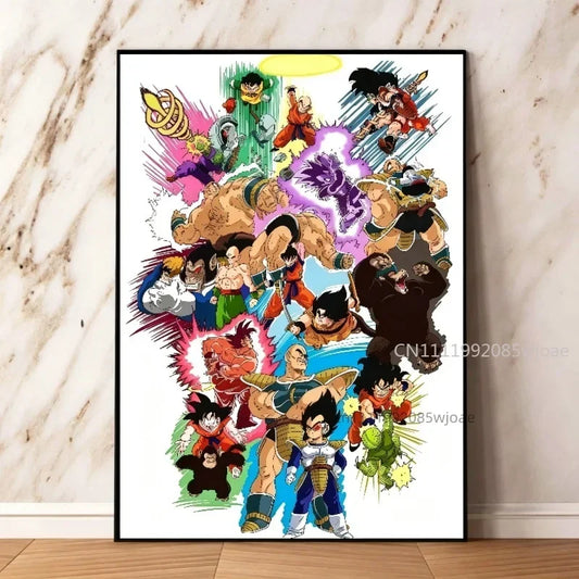 Dragon Ball Canvas Print - Vegeta and Nappa Facing the Z Fighters