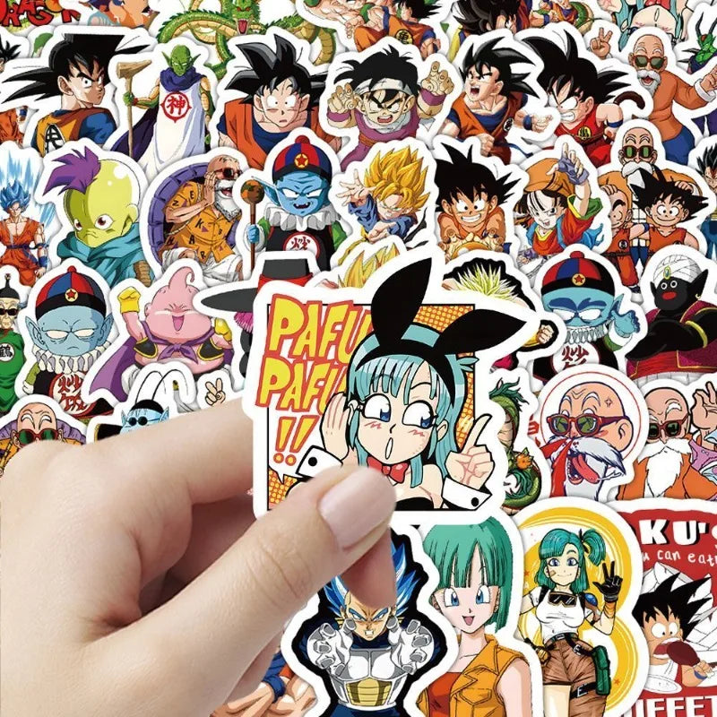 Pack of 100 Dragon Ball Stickers - Bulma, Kid Goku and Master Roshi