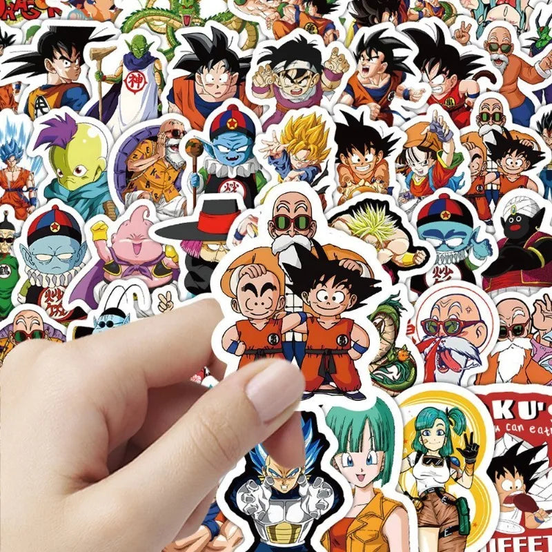 Pack of 100 Dragon Ball Stickers - Bulma, Kid Goku and Master Roshi
