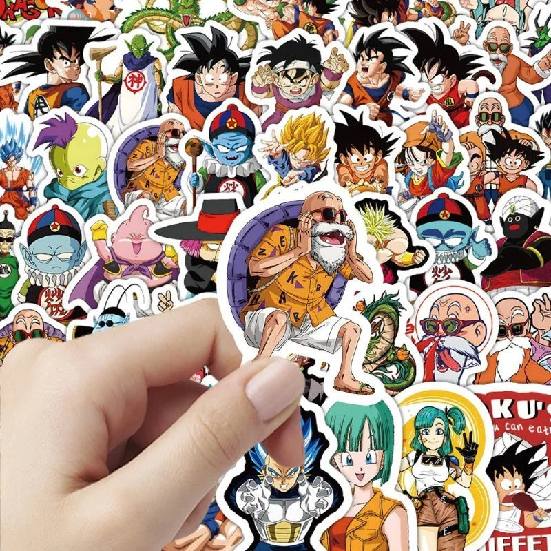 Pack of 100 Dragon Ball Stickers - Bulma, Kid Goku and Master Roshi