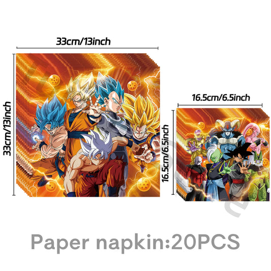 Dragon Ball Paper Napkins - Goku and Vegeta vs. Cell, Majin Buu and Jiren