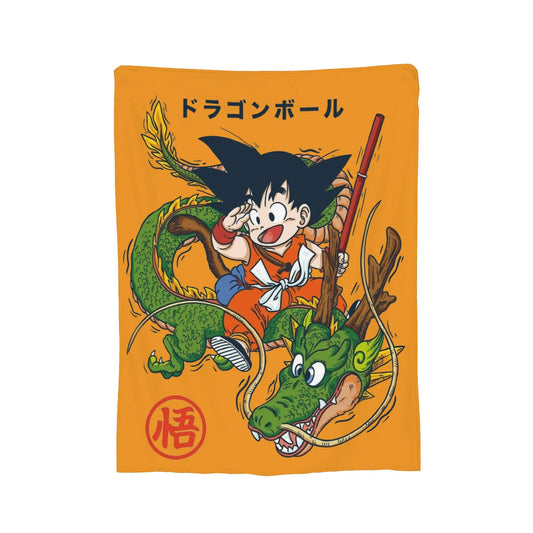 Dragon Ball Throw Blanket - Kid Goku and Shenron