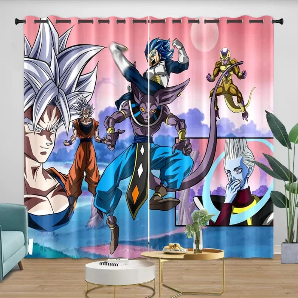 Rideau Dragon Ball - Beerus, Whis et Goku Ultra Instinct