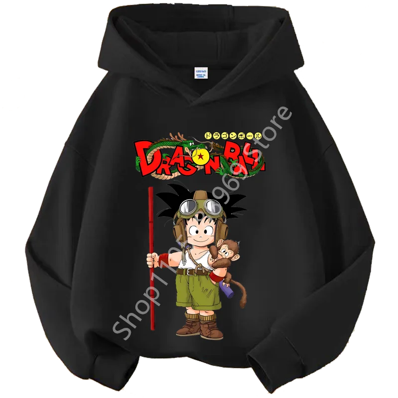 Sweat à Capuche Enfant Dragon Ball - Goku Enfant Aviateur - Noir