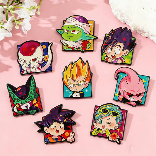 Set of 8 Dragon Ball Pins - Gohan, Bulma, Frieza, Cell and Super Buu