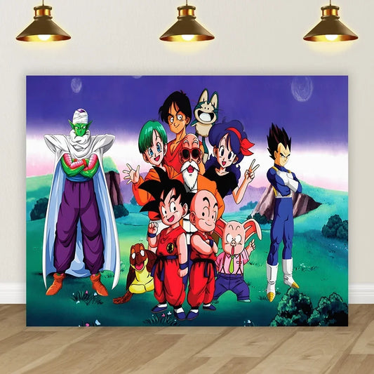 Dragon Ball Backdrop - Kid Goku, Yamcha, Oolong and Puar