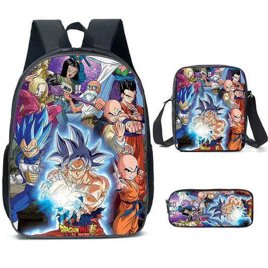 Dragon Ball Backpack Set - Goku Ultra Instinct and the Universe 7 Team