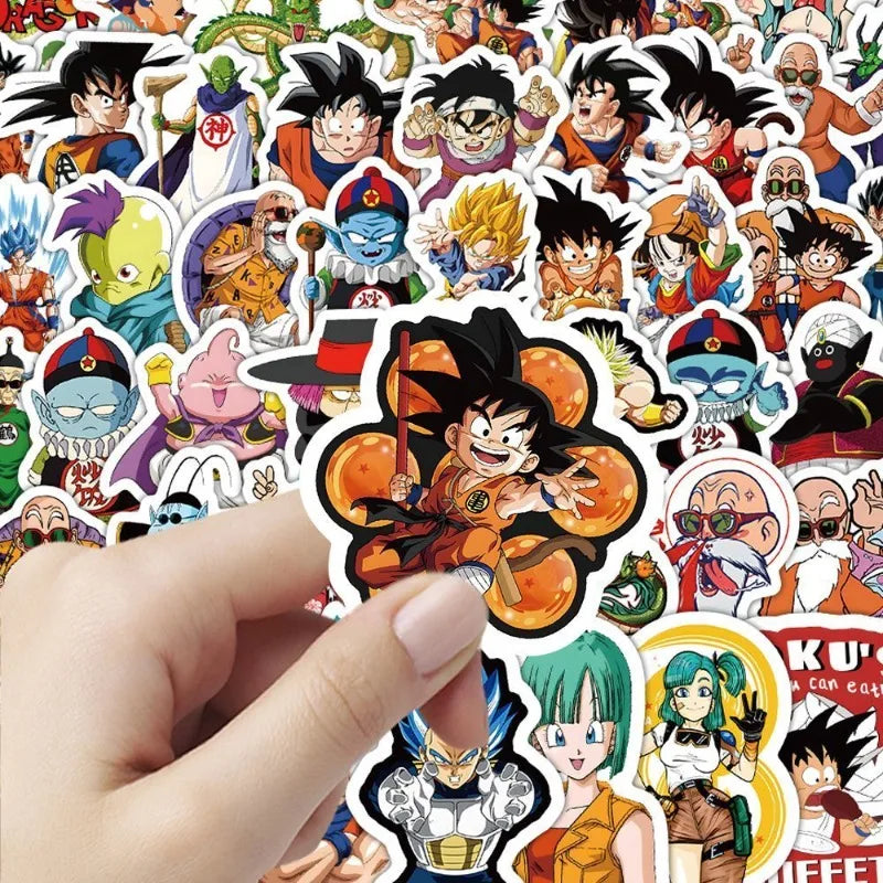 Pack of 100 Dragon Ball Stickers - Bulma, Kid Goku and Master Roshi