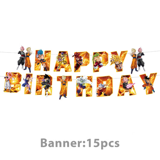Dragon Ball Happy Birthday Banner - Goku, Broly, Golden Frieza and Goku Black